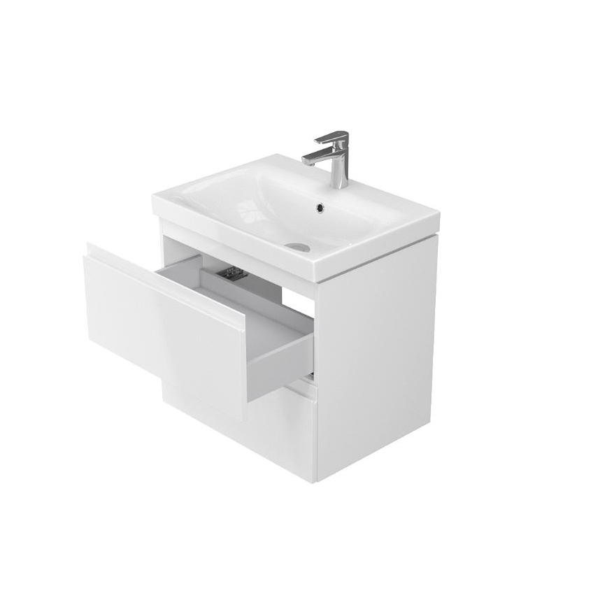 Cersanit S801-223-DSM - Hängender Badezimmerschrank mit Waschbecken MODUO 60x57x45 cm Hochglanzweiß