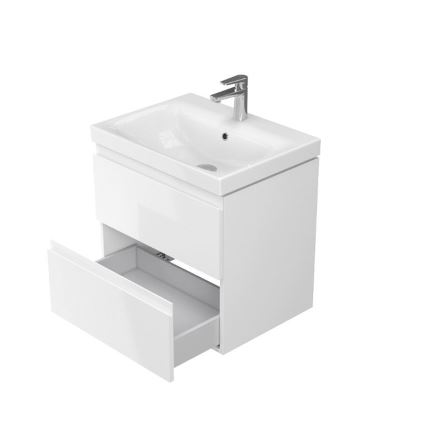 Cersanit S801-223-DSM - Hängender Badezimmerschrank mit Waschbecken MODUO 60x57x45 cm Hochglanzweiß