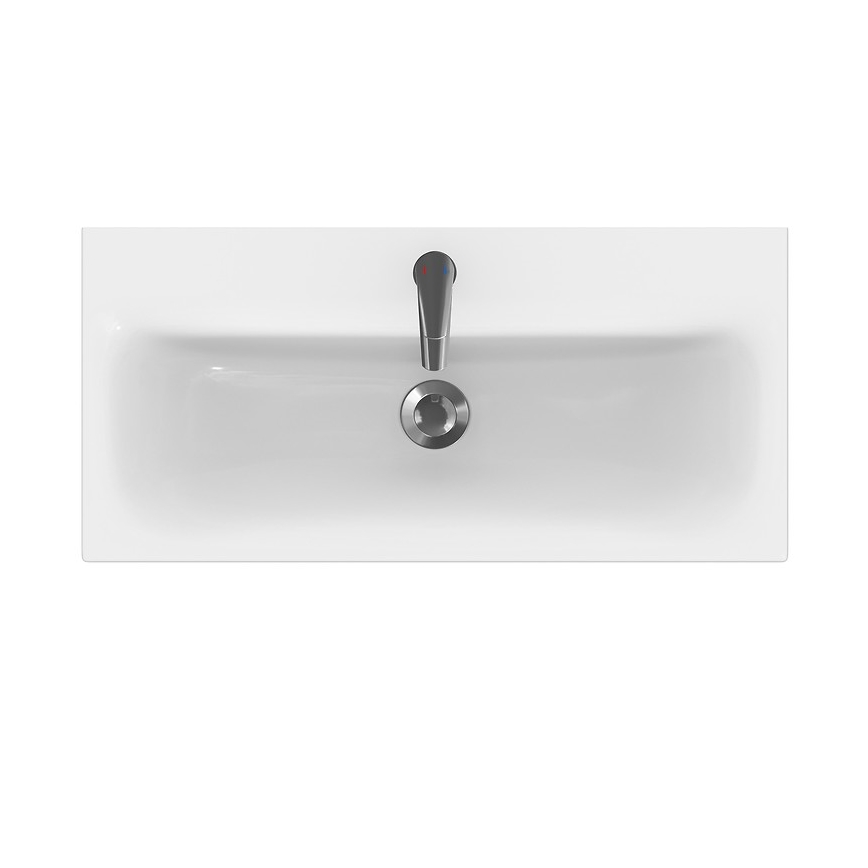 Cersanit S801-225-DSM - Wandhängender Badezimmerschrank mit Waschbecken MODUO SLIM 80x38 cm hochglänzend weiß