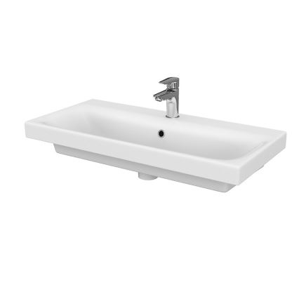 Cersanit S801-225-DSM - Hängender Badezimmerschrank mit Waschbecken MODUO SLIM 62x80 cm glänzend weiß