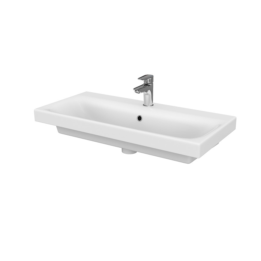Cersanit S801-225-DSM - Hängender Badezimmerschrank mit Waschbecken MODUO SLIM 62x80 cm glänzend weiß