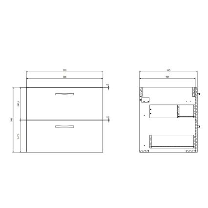 Cersanit S801-309-DSM - Wandhängender Badezimmerschrank mit Waschtisch NIKO 60x45 cm, weiß