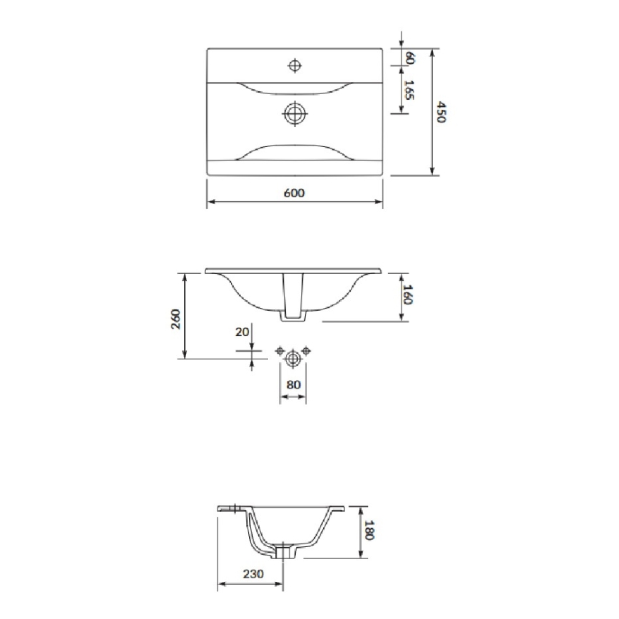 Cersanit S801-309-DSM- Wandhängender Waschtischunterschrank mit Waschtisch NIKO 60x45 cm weiß