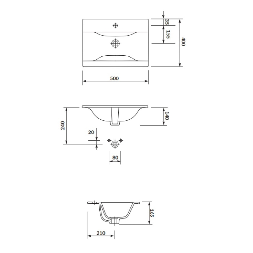 Cersanit S801-456 - Wandhängender Badezimmerschrank mit integriertem Waschbecken NIKO 50x40 cm weiß