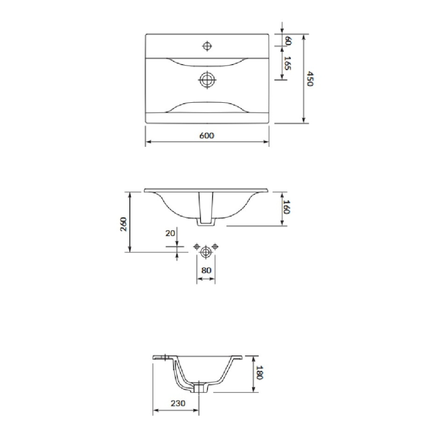 Cersanit S801-457 - Hängeschrank mit Waschbecken NIKO 60x45 cm, Nussbaum