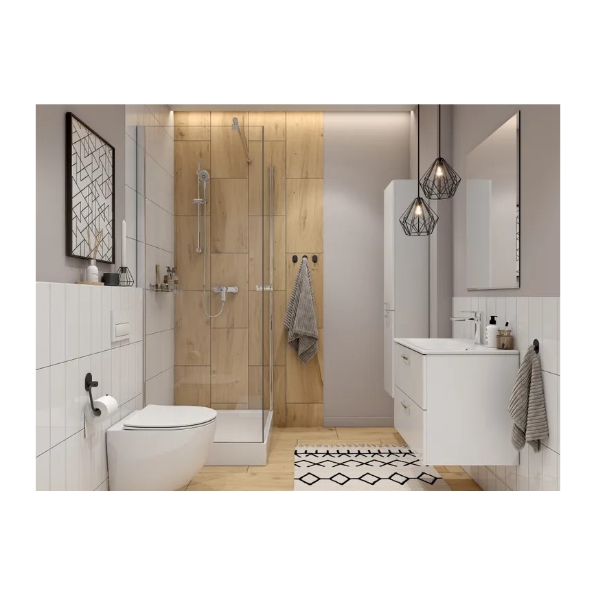 Cersanit S801-538 - Hängender Badezimmerschrank mit Waschbecken NIKO 80x50x45 cm weiß