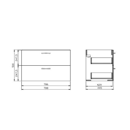 Cersanit S801-538 - Wandhängender Badezimmerschrank mit Waschbecken NIKO 80x45 cm weiß