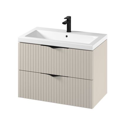 Cersanit S801-543 - Hängender Waschtischunterschrank mit Waschbecken TIRSO 80x45 cm, Beige