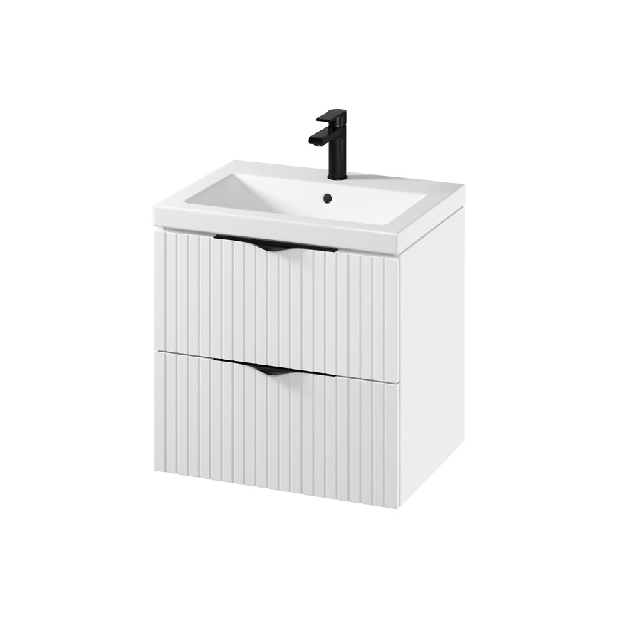 Cersanit S801-545 - Hängender Badezimmerschrank mit Waschbecken TIRSO 60x60x45 cm weiß