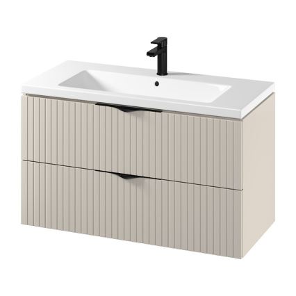 Cersanit S801-548 - Wandhängender Badezimmerschrank mit Waschbecken TIRSO 100x45 cm Beige