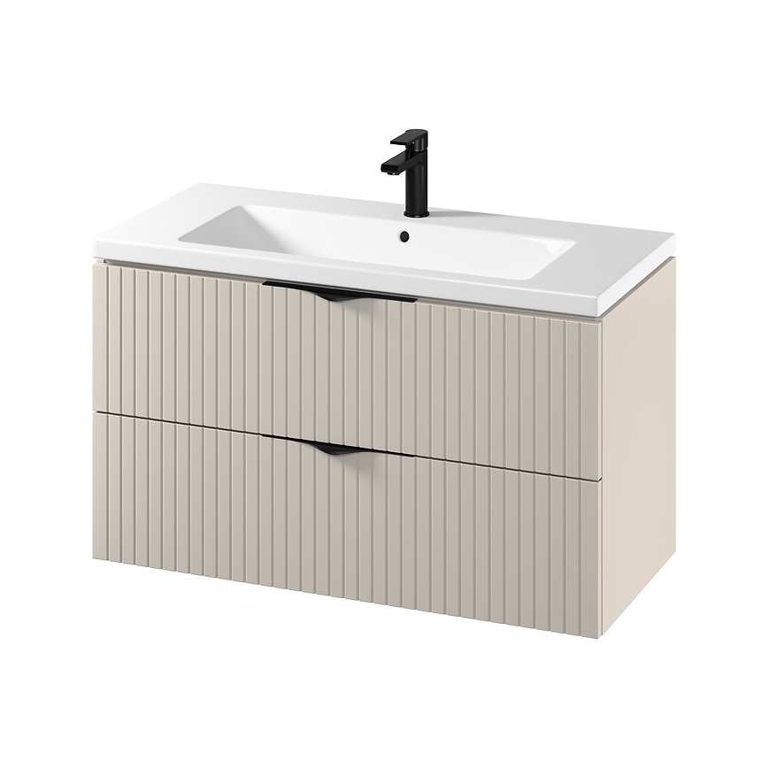 Cersanit S801-548 - Wandhängender Badezimmerschrank mit Waschbecken TIRSO 100x45 cm Beige