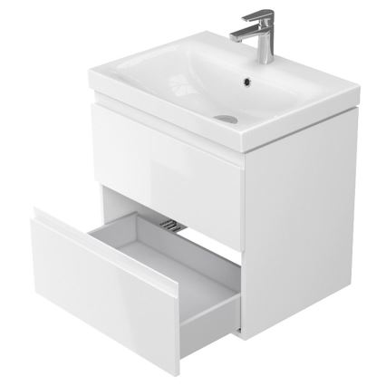 Cersanit S929-010 - Hängender Badezimmerschrank unter dem Waschbecken MEDDIE 57x59,5 cm Hochglanz Weiß