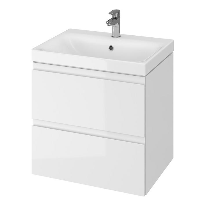 Cersanit S929-010 - Hängender Badezimmerschrank unter dem Waschbecken MEDDIE 57x59,5 cm Hochglanz Weiß