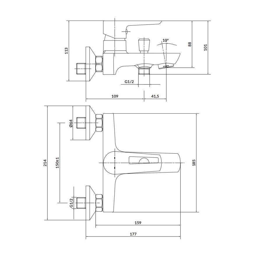 Cersanit S951-008 - Badewannenarmatur MILLE weiß/glänzendes Chrom