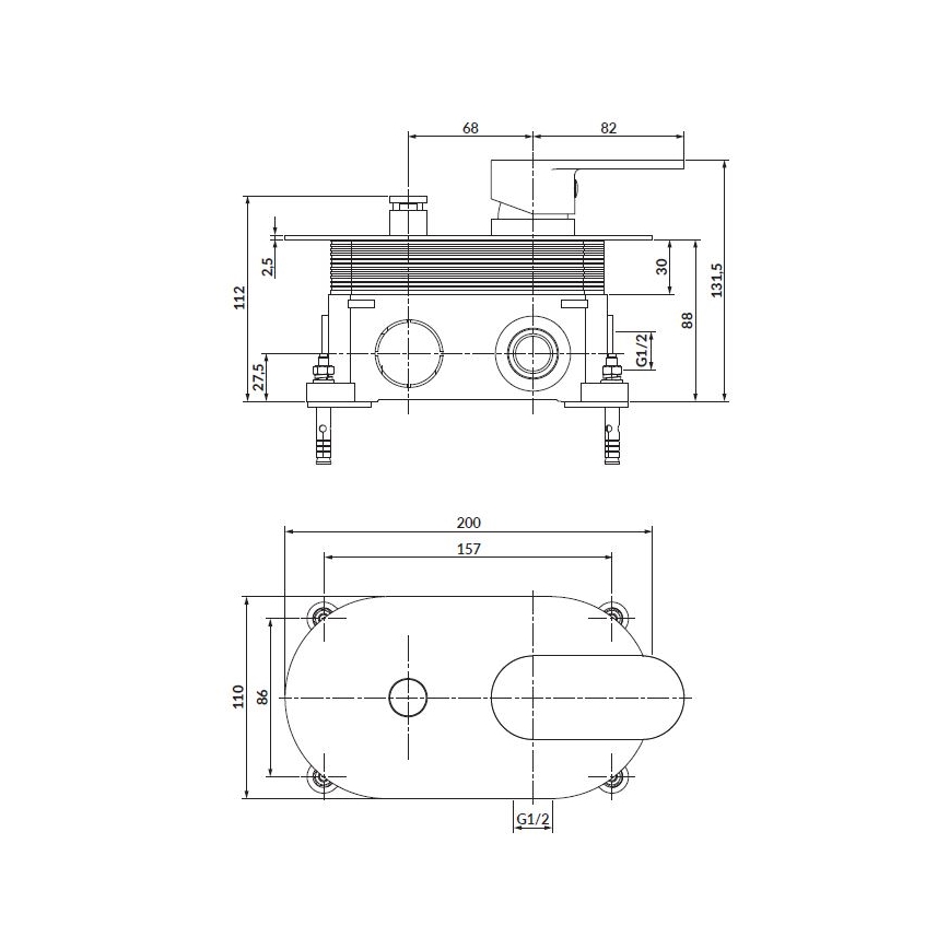 Cersanit S951-305 -Duscharmatur für Unterputzinstallation CREA glänzendes Chrom