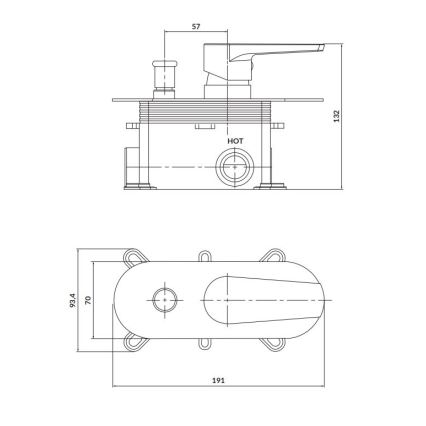 Cersanit S951-338 - Duscharmatur für Unterputzinstallation MODUO glänzendes Chrom