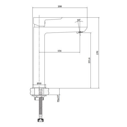 Cersanit S951-356 - Waschtischarmatur MILLE 27 cm schwarz inkl. Ablaufgarnitur