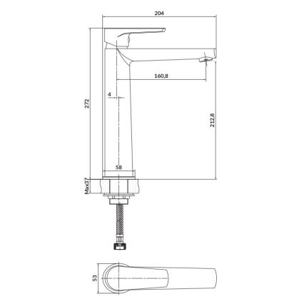 Cersanit S951-363 - Waschtischarmatur MODUO 27,2 cm Hochglanzchrom