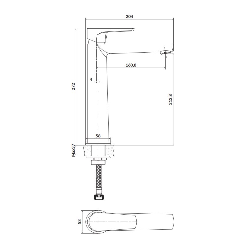 Cersanit S951-363 - Waschtischarmatur MODUO 27,2 cm Hochglanzchrom