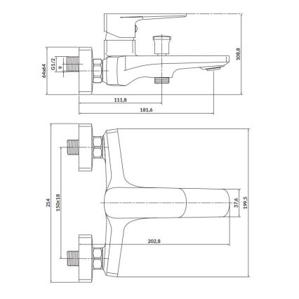 Cersanit S951-377 - Badewannenarmatur LARGA Hochglanzchrom