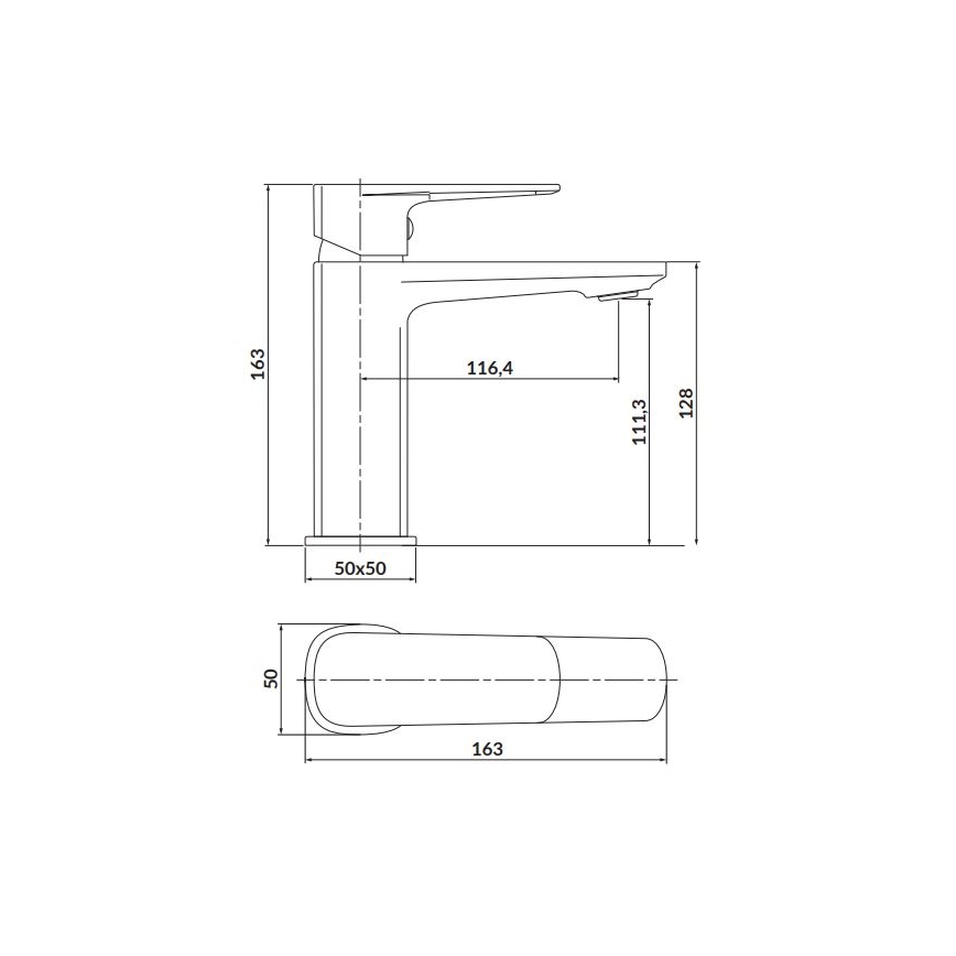 Cersanit S951-390 - Waschbeckenarmatur LARGA 16,3 cm schwarz