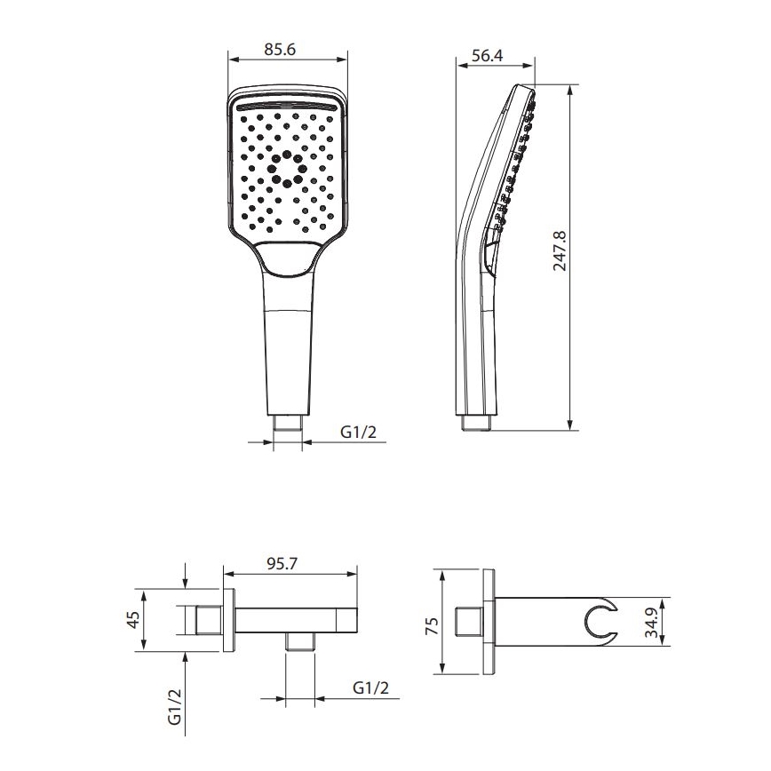 Cersanit S951-512 - Duschgarnitur LARGA glänzendes Chrom