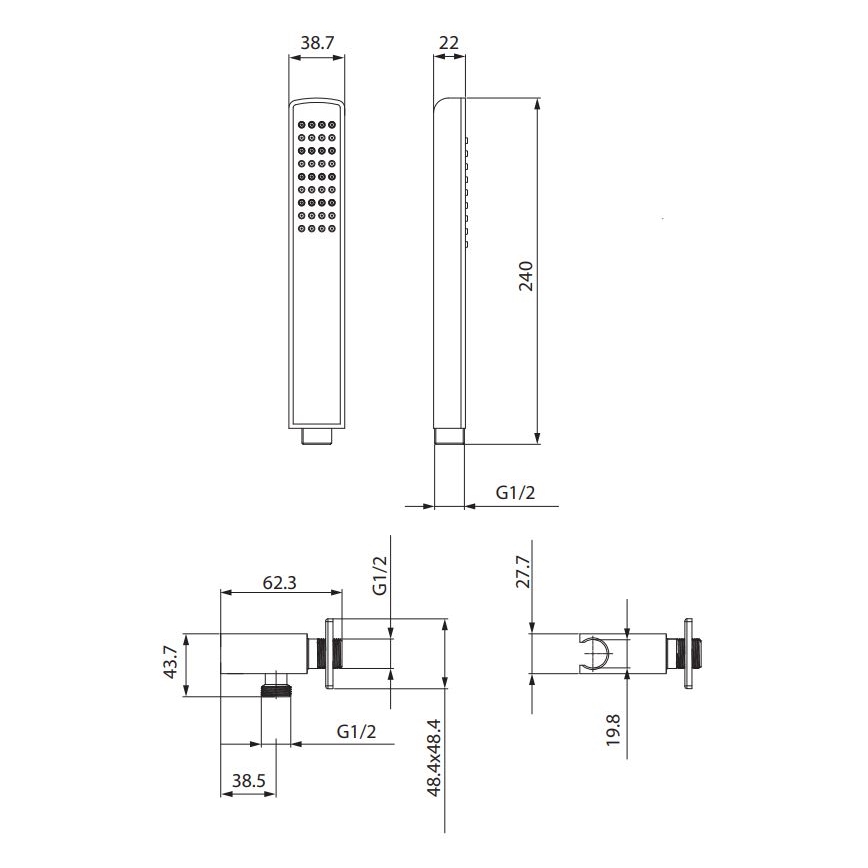 Cersanit S951-522 - Duschset MILLE Hochglanzchrom