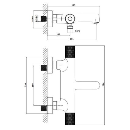 Cersanit S951-566 - Thermostatische Badewannenarmatur ZEN schwarz