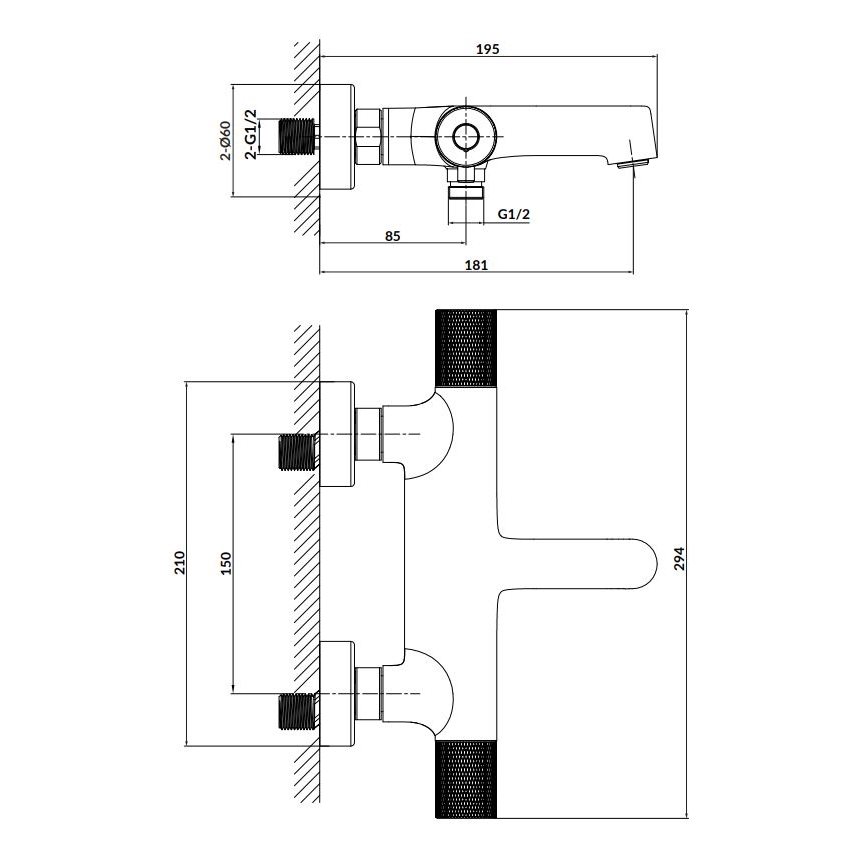 Cersanit S951-566 - Thermostatische Badewannenarmatur ZEN schwarz