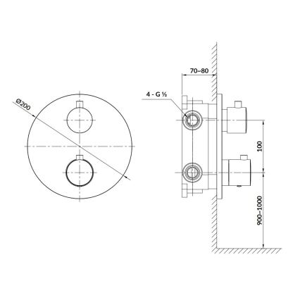 Cersanit S951-567 - Thermostatische Duscharmatur für Unterputzmontage ZEN schwarz