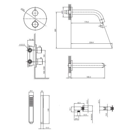 Cersanit S952-034 - Badewannenset mit thermostatischem Unterputzarmatur ZEN in glänzendem Chrom
