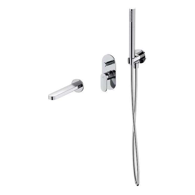 Cersanit S952-035 - Badewannengarnitur mit Unterputz-Armatur CREA glänzendes Chrom