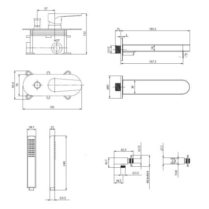Cersanit S952-040 - Badewannenset mit Unterputzarmatur MODUO glänzender Chrom