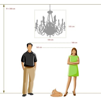 CHIARO - Kronleuchter an Kette GABRIEL 15×E14/60W/230V