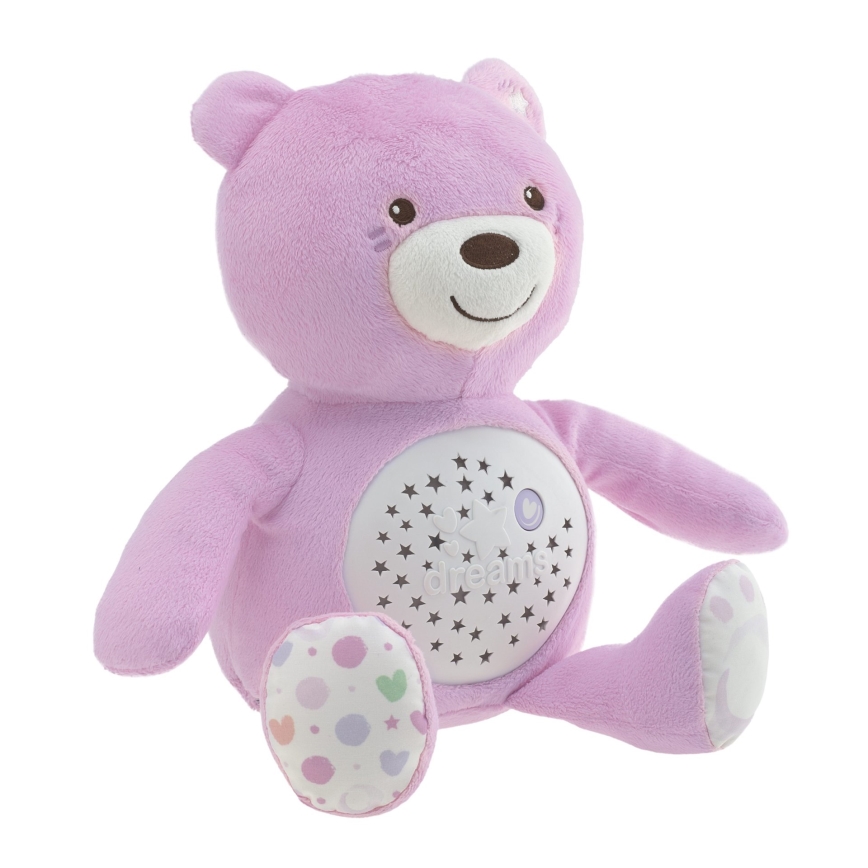 Chicco - Projektor mit Melodie BABY BEAR 3xAAA rosa