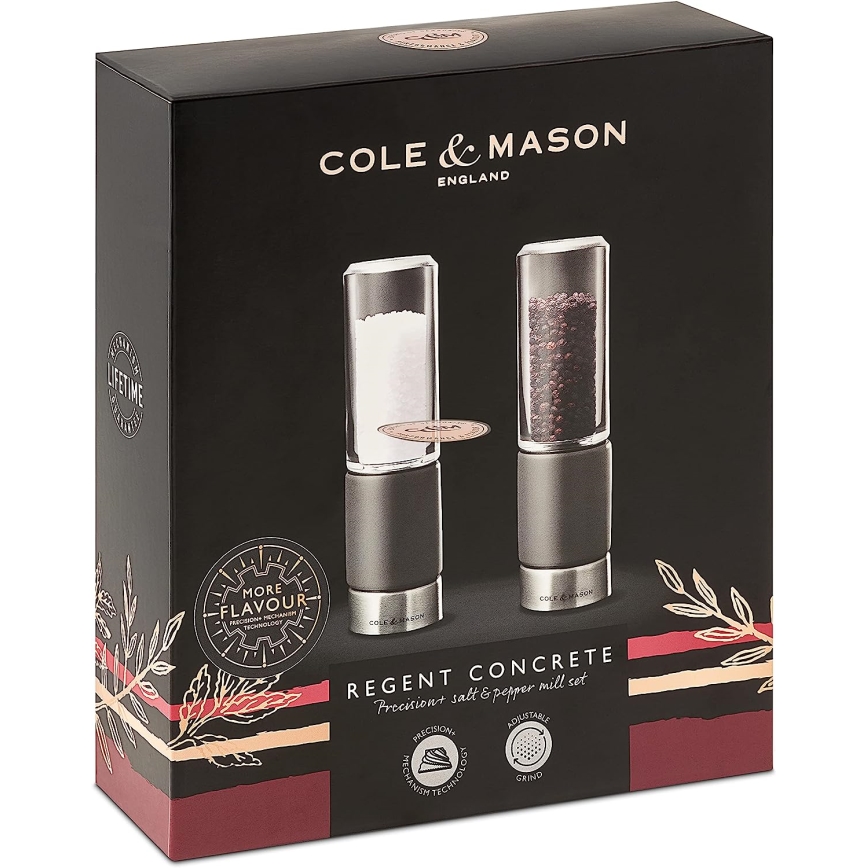 Cole&Mason - REGENT CONCRETE Salz- und Pfeffermühlen, 2er-Set, Beton, 18 cm