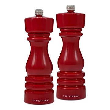 Cole&Mason - Salz- und Pfeffermühlen-Set LONDON 2 Stück 18 cm Buche/Rot