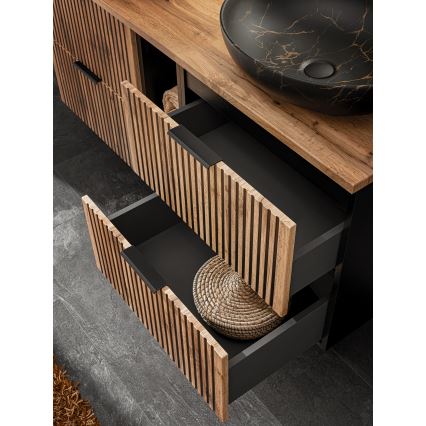 COMAD XILO BLACK WOTAN 82-60-D-2S - Waschtischunterschrank XILO 57x60,2 cm schwarz/Wotan-Eiche