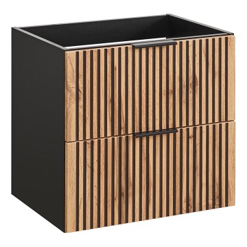 COMAD XILO BLACK WOTAN 82-60-D-2S - Waschtischunterschrank XILO 57x60,2 cm schwarz/Wotan-Eiche