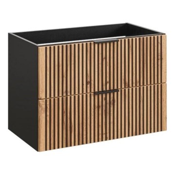 COMAD XILO BLACK WOTAN 82-80-D-2S - Waschtischunterschrank XILO 57×80,2 cm, schwarz/Wotan-Eiche