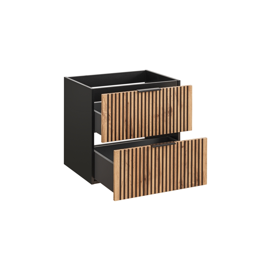 COMAD XILO BLACK WOTAN 82-80-D-2S-Waschtischunterschrank XILO schwarz/Eiche