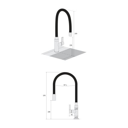 Concept BDC7138 - Spültischarmatur mit flexiblem Auslauf, glänzender Chrom/Schwarz