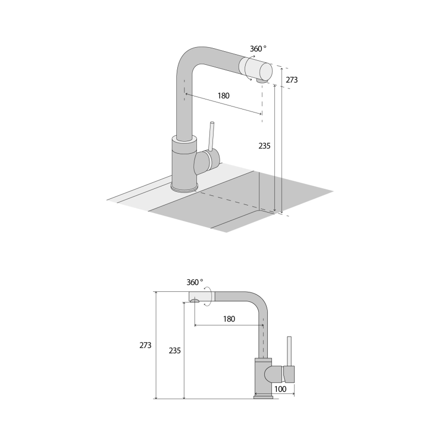 Concept BDG4327BC - Spültischarmatur 27,3 cm, Granit/Schwarz