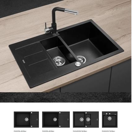 Concept BDG4527BC - Spültischarmatur mit ausziehbarer Brause 26,9 cm Granit/Schwarz