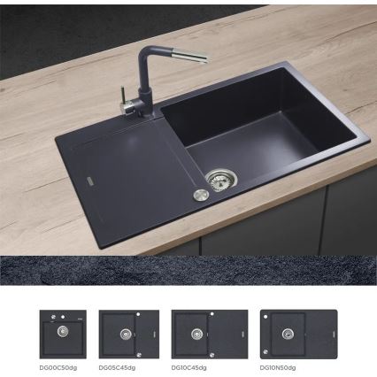 Concept BDG4527DG - Spültischarmatur mit ausziehbarer Brause, 26,9 cm, Granit/Dunkelgrau