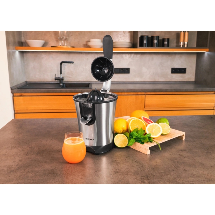 Concept CE3520 - Hebel-Zitruspresse für Zitrusfrüchte 0,75 l 160W/230V Edelstahl