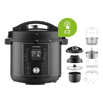 Concept CK8000 - Multifunktionaler elektrischer Schnellkochtopf und Heißluftfritteuse, 5,6 l, 11-in-1, 1500 W/230 V, schwarz