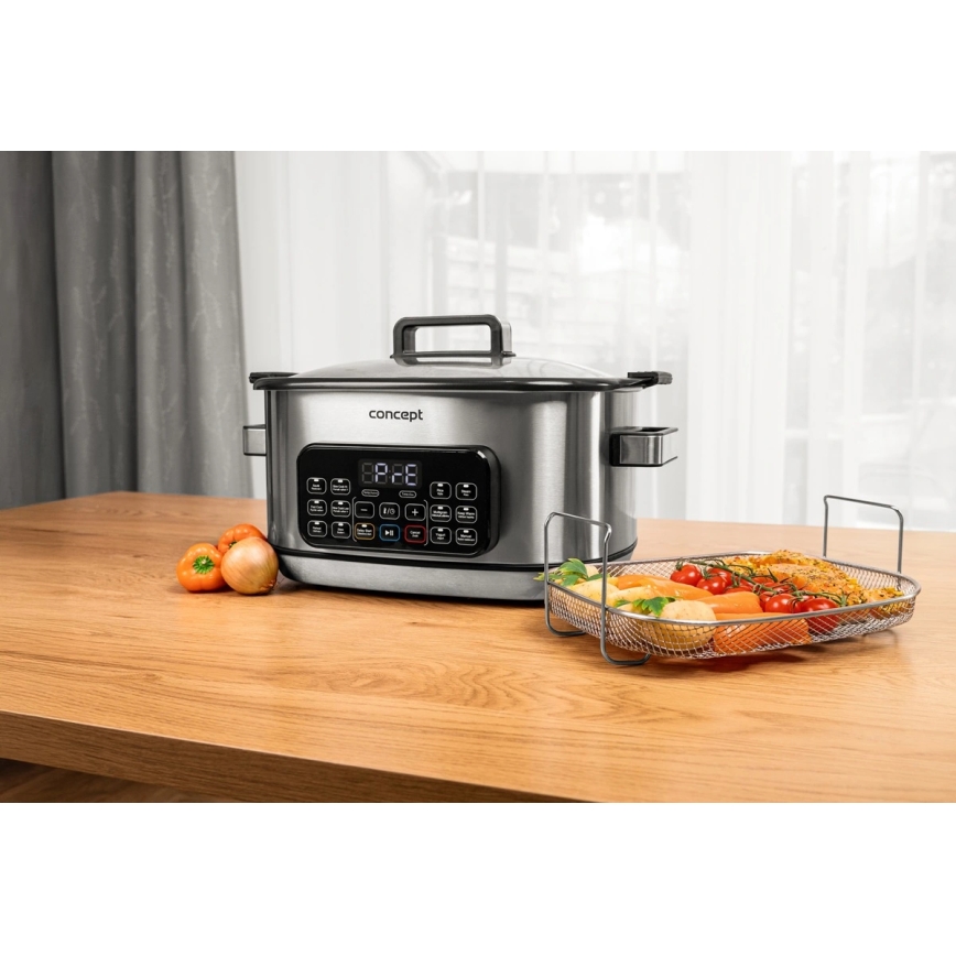 Concept CK9000 - Multifunktionaler elektrischer Kochtopf 6 l 10-in-1 1250W/230V Edelstahl
