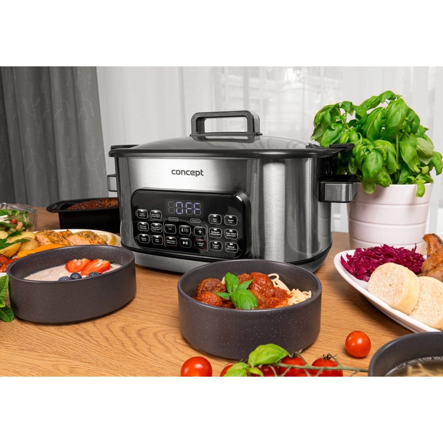 Concept CK9000 - Multifunktionaler elektrischer Kochtopf 6 l 10-in-1 1250W/230V Edelstahl