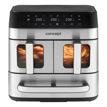 Concept FR9000 - Heißluftfritteuse PIZZA TRIO 18,5 l 2700W/230V Edelstahl/Schwarz